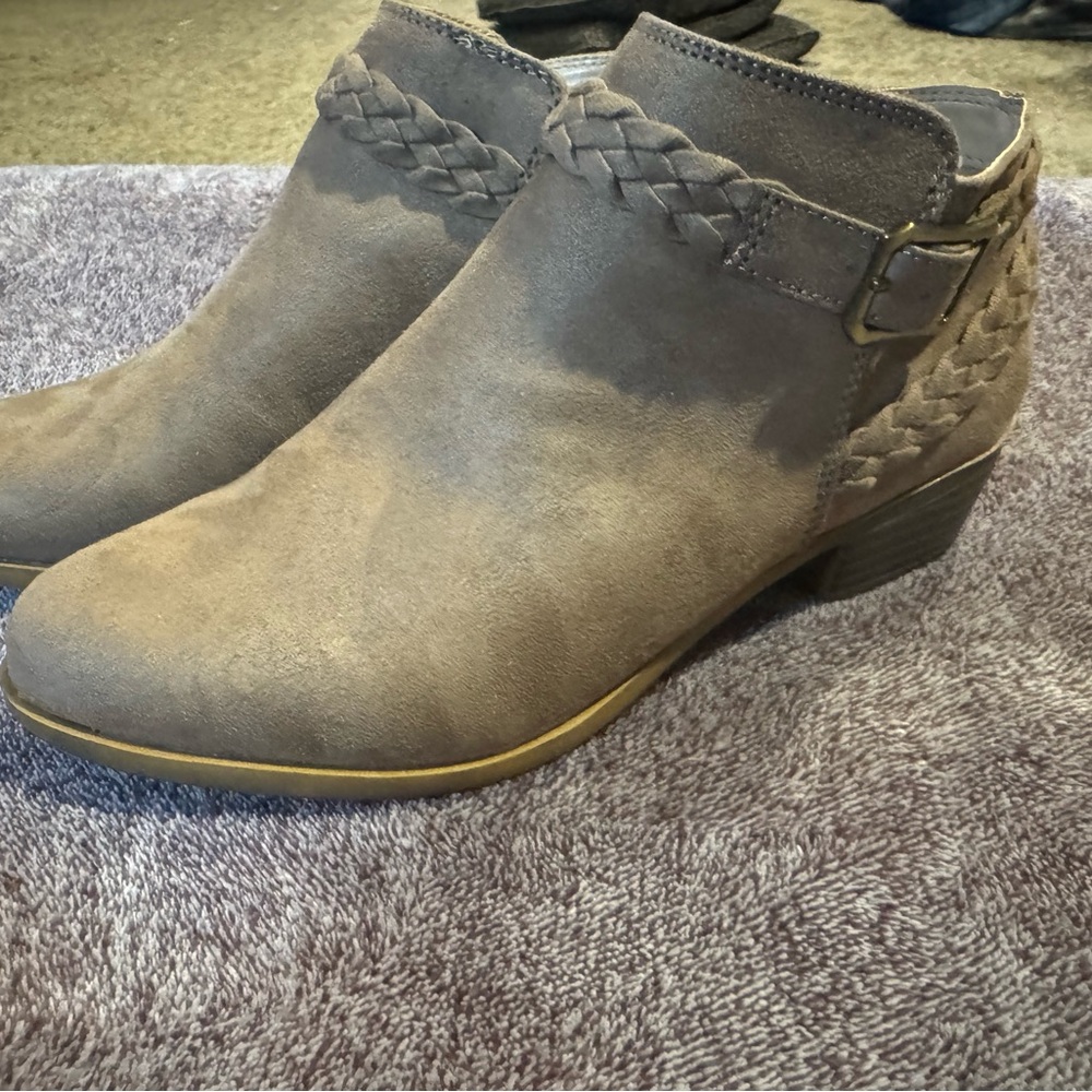 Life Stride Braided Suede Ankle Boots - Brown